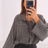 ELEA BROWN CHECKERED BLOUSE