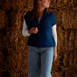 AURIELLE DARK BLUE KNITTED ZIP SWEATER