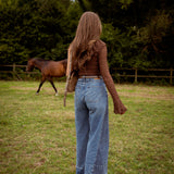 AUBURN BROWN LACE ONE SHOULDER TOP