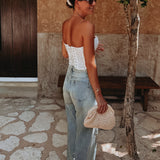 CLARO WHITE EMBROIDERED BUSTIER TOP