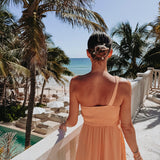 NABILA ALLURE PEACH ONE SHOULDER DRESS