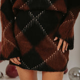 STAY COSY BROWN ARGYLE SKIRT