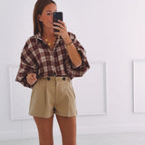 ELSHA BORDEAUX CHECKERED BLOUSE