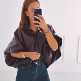 SAVANNAH BURGUNDY LEATHER BLOUSE