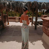 CHOUROUK MINT GREEN FLOWER DRESS