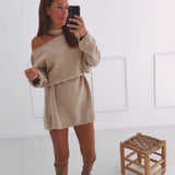 SABINE BEIGE CUT-OUT DRESS