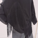 ANNELIES BLACK FRINGE SWEATER