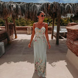 CHOUROUK MINT GREEN FLOWER DRESS