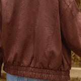 ELODIE BROWN SUEDE BOMBER JACKET