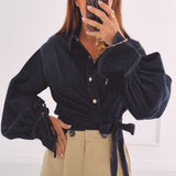 NOOR DARK BLUE DENIM BLOUSE