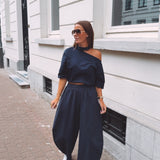 RONJA DARK BLUE CUT-OUT T-SHIRT