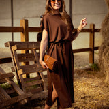 EL BOUDRIA CHOCO BROWN BRAID DRESS