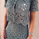 KHALILA KHAKI CROCHET TWO-PIECE SET