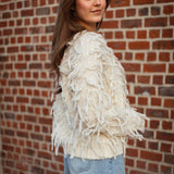 FIONA ECRU FRINGE SWEATER