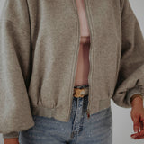 VERONIQUE GREY BOMBER JACKET