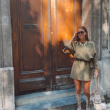 YSOLDE KHAKI STRIPED SKIRT