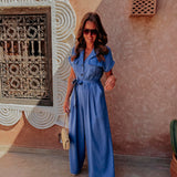 TETOUAN BLUE LINEN JUMPSUIT