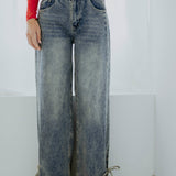 BLUE BOW WIDE LEG JEANS A3584