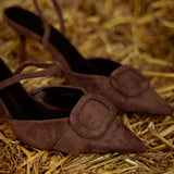 ROWDY BROWN SLINGBACK SUEDE HEELS