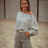 PRE-ORDER ASTER ECRU/DARK BLUE STRIPED LONGSLEEVE SHIRT