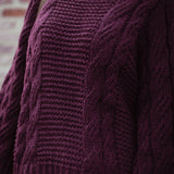 AVERY BURGUNDY CABLE KNIT SWEATER