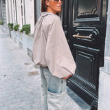 THELMA TAUPE ZIP BLOUSE