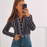 LIORA DARK BLUE STRIPED BUTTON PULL