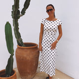 CALA SERENA BLACK/WHITE POLKADOTS DRESS