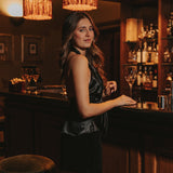 BOW AND GLOW BLACK HALTER TOP