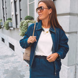 JOANN DARK BLUE DENIM TWO-PIECE SET