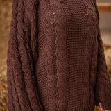 LUCILLE BROWN CABLE KNIT SWEATER