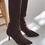 PIA BROWN SUEDE HEEL BOOTS