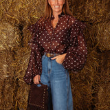 HAYSIE BROWN POLKADOTS BLOUSE