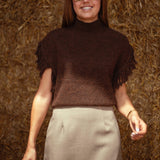 MONTEZUMA BROWN FRINGE PULL