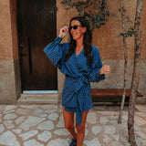 OLASITA BLUE CHECKERED DRESS