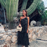 NERJA KHAKI LAYER ONE SHOULDER DRESS