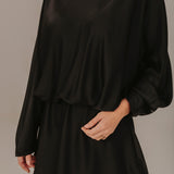 MAGIC NIGHT BLACK SATIN DRESS