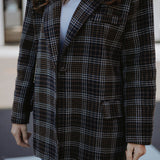 ROMY DARK BLUE CHECKERED BLAZER