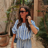 HERMOSILLO BLUE STRIPED BLOUSE