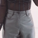 PAULINE BLACK LEATHER SHORT