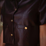 JAMIE BROWN LEATHER BUTTON BLOUSE