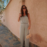 DAHAB SAGE GREEN SATIN PANTS