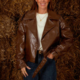 SELWYN BROWN SHINY LEATHER JACKET