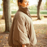 HELLO OCTOBER TAUPE PUFFER JACKET
