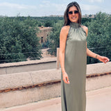 PRE-ORDER MOON OVER MARRAKESH KHAKI HALTER DRESS - PS THE LABEL