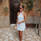 PRECIOSA ECRU HALTER DRESS