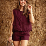 EMBERLY BORDEAUX SLEEVELESS JACKET