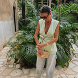 CRUSH CLUB MINT GREEN SLEEVELESS BLAZER