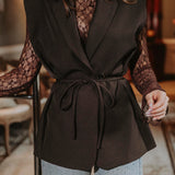 BIRTHDAY GIRL BROWN SLEEVELESS BLAZER PRE-ORDER