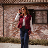 VIVIAN BORDEAUX SUEDE SLEEVELESS JACKET